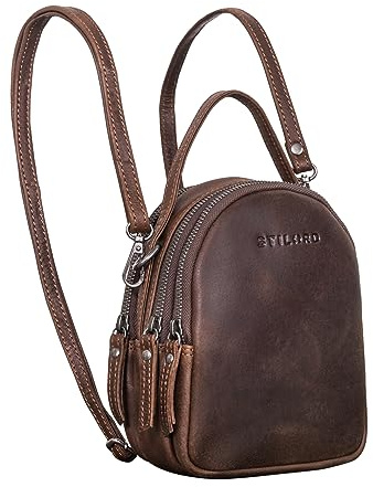 STILORD Stacy Rucksack Handtasche Damen Klein Mini Daypack Lederrucksack Vintage Backpack aus Leder für City Ausgehen Shopping Frauen Tagesrucksack Echtleder Farbe:Torres - braun