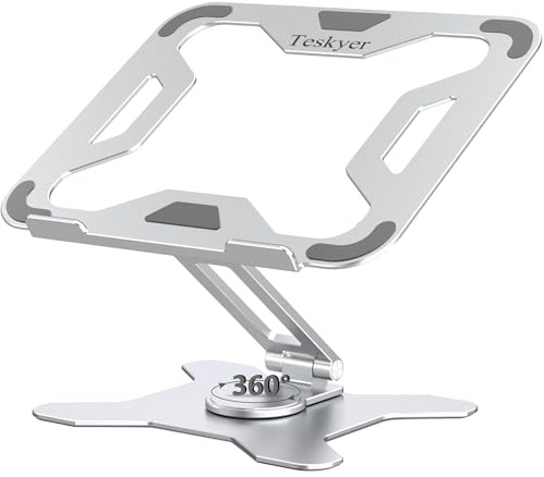 Teskyer 360° Rotation Laptop Stand, Adjustable Laptop Stand for Desk, Aluminum Alloy Computer Stand, Compatible with Laptop 10-14, Silver