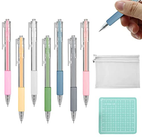 DBALL 14 Stück Skalpell Basteln Papierschneidestift mit Schneidematte und Aufbewahrungstasche Student Allzweckmesser Stift Retractable für Schüler DIY Art Work Cutting Mehrzweck