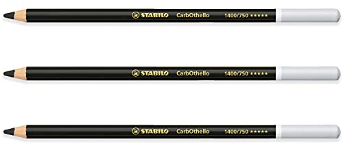 STABILO Chalk-Pastel Pencil CarbOthello - Pack of 3 - Neutral Black (750)
