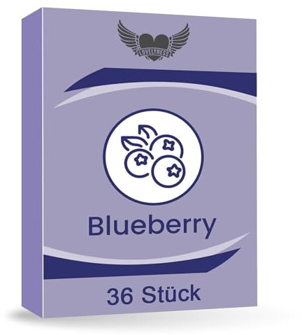 Kondome mit Geschmack Blaubeere 52mm - 36 Stück Gefühlsecht Extra dünn Extra feucht Analverkehr Gleitfilm von Lovelyness