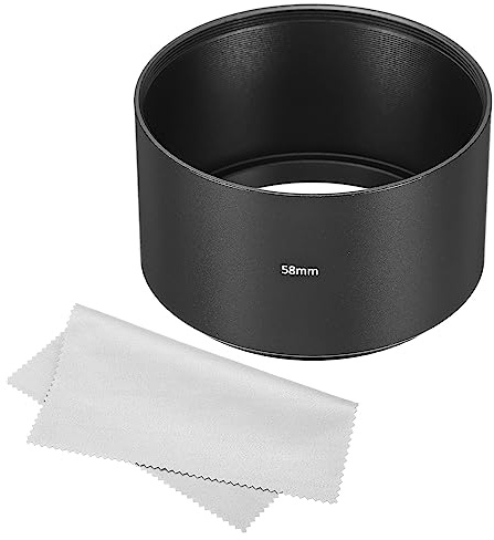PATIKIL 58mm Lens Hood, Long Focus Frosted Surface Anti-reflective Inside Hood with Cleaning Cloth for Camera Lens, Black for Nikon, for Fujifilm, for Pentax, for Leica