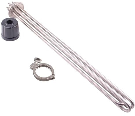Elemento Calefactor Elemento Calentador de Agua eléctrico, Calentador eléctrico de 2 Pulgadas, Tubo de Calentamiento de inmersión, 9KW, 220V, 380V (Color : Heater with clamp)