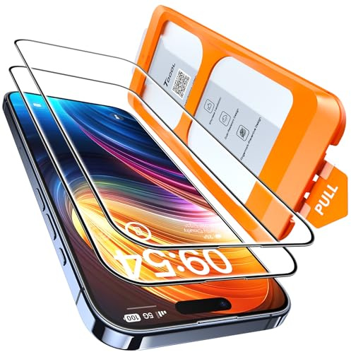 TOCOL 2 Pack for iPhone 15 Pro Max Screen Protector 6.7-Inch, Instant Installation, 12FT Military Grade Shatterproof, 9H+ Hardness Tempered Glass, HD Clear Full Coverage Protection, Case Friendly