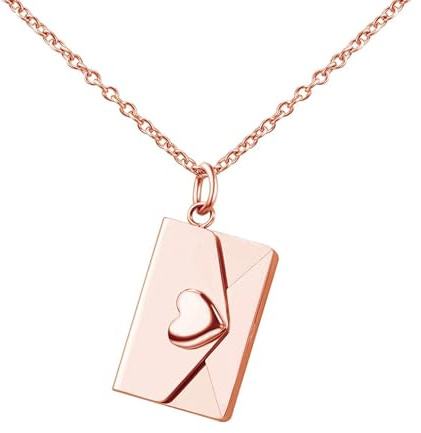 Personalised Envelope Necklace Locket with Valentines & Birthday Engraved Love Letter, Mother's Secret Note, Gift for Her