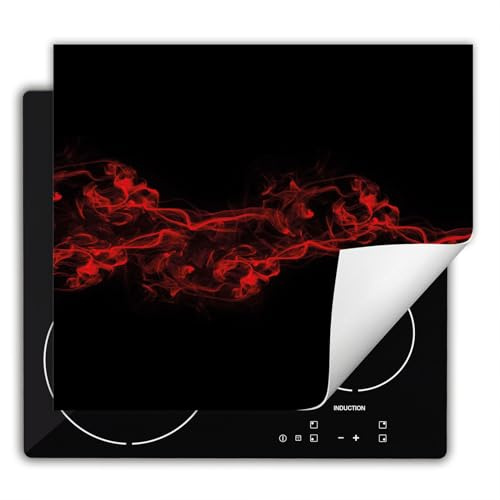 DarHaus Herdabdeckplatte Einteilig Küche Herdabdeckung Ceranfeld Herdabdeckplatten Anti Rutsch Matte Aufrollbar 60x52 cm, schwarz - rot