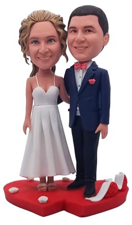 mydedor Custom Couple Bobblehead, Best Custom Two Person Figurines, Fully Personalized Couple Bobblehead Portrait Sculpture for Anniversary, Birthday, Wedding