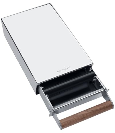 Normcore Espresso-Klopfer Schublade, Kaffeeklopfbox mit stoßdämpfender, abnehmbarer Klopfstange und rutschfestem Boden, Spiegel-Finish, 304 Edelstahl mit Hand aus Walnussholz, Größe:S