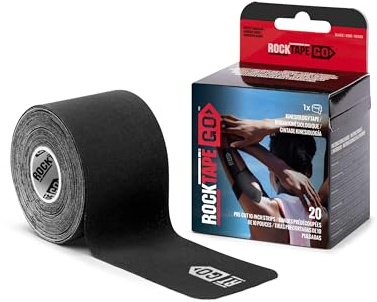 RockTape Go Gentle Adhesive Pre-Cut Kinesiology Tape (Black)