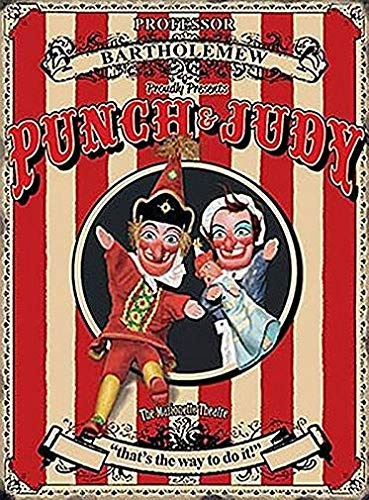 Biopracess New Tin Sign English Seaside Punch Judy Puppet Metal Cafe Sign Steel Plaque Aluminum Metal Sign For Wall Decor 8x12 Inch