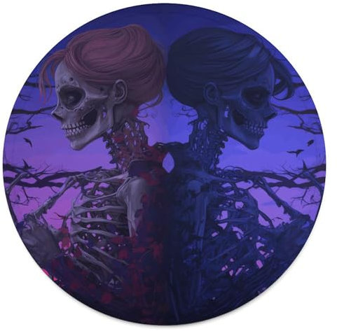 Rundes Strandtuch, Skelett, romantische Illustration, bedruckte Reisedecke, personalisierte Decke, Yoga-Decke, Mikrofaser, Strandtuch, dicke Tischdecke, Unisex