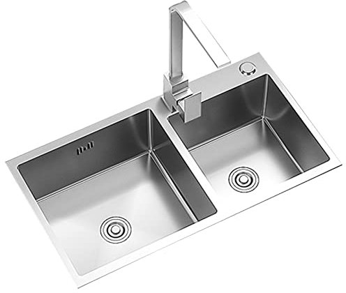LIDDFAFA Kommerzielles großes Einbauwaschbecken mit Doppelspülbecken, handgefertigt, Edelstahl SUS304, für Garten/Bar/Wäscherei/Büro