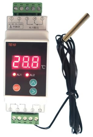 Piuusngy Termostato su Guida DIN con -40-110℃ Controller di Allarme Temperatura con Uscita A 2 Vie Uscita 7A/250VAC