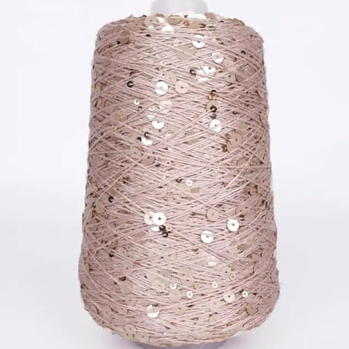 Pailletten Beilaufgarn Glitzergarn 50G/140M 6/3 Mm Pailletten-Häkelgarn Weiß Silberfarben Glänzend Glitzerndes Strickgarn Zubehörgarn Diy Makramee Taschentuch 1Pc A-