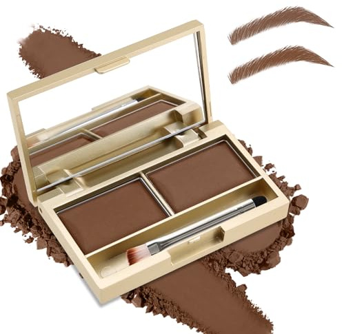 Boobeen Eyebrow Kit de poudre pour sourcils, 2 couleurs, imperméable, pour le maquillage des sourcils, forme de sourcils, aspect naturel, avec pinceau miroir (03# Light + Dark Coffee)