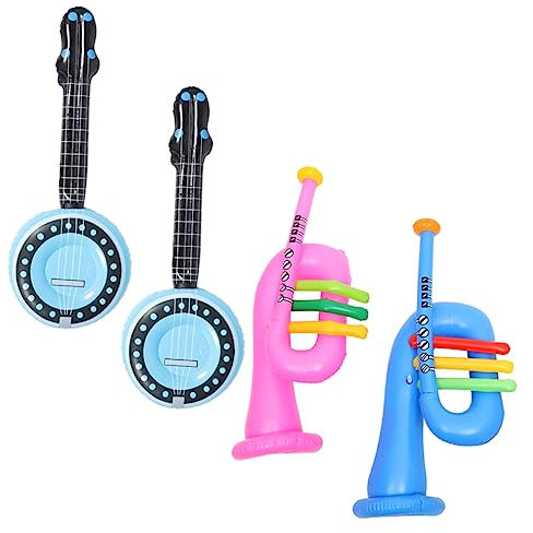 HEMOTON 4 Stücke Aufblasbare Instrumente Banjo Trompete PVC Musik Spielzeug für Jungen und Mädchen Party Favors