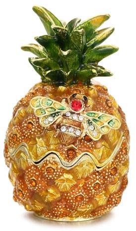 Handbemaltes Emaille-Schmuckkästchen, aufklappbarer Schmuck-Organizer, einzigartige Heimdekoration, Andenken, Sammlerstück, personalisierte handgefertigte Dekoration, Ornament, Geschenke (gelbe