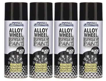 SDMAX Alloy Wheel Spray Paint, Smooth Black Matte Finish, Non-Cracking, Fast Drying, Easy To Use, Long-Lasting, Lightweight And Portable, Multipurpose Use, 400ml (4PCS)