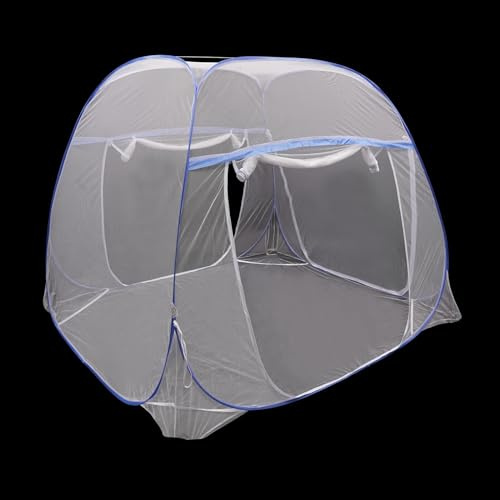 MINRS Moskitonetz Bett Pop Up, Faltbares Bett-Moskitonetz 360° Geschlossenes Anti-Moskito Wirksam gegen Mückenstiche für Outdoor Camping Reisen Schlafzimmer, 200 x 180 x 145cm Blau