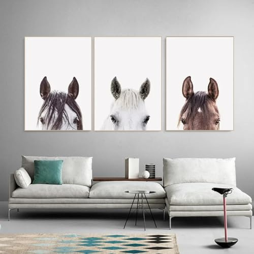 Drei Kunst Poster, abstrakte Hintergrund Gemälde für Wohnzimmer, Esszimmer und Schlafzimmer mit Pferden in verschiedenen Farben, Leinwandmaterial, ungerahmt (70 * 100cm)
