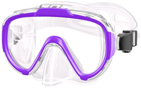 Zeligerstar Máscara de esnórquel para niños, máscara de buceo con vista panorámica de 180°, máscara de natación antivaho con lente de protección UV, gafas de natación antifugas para niños y niñas de 6