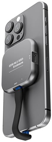 Custodia magnetica M.2 2230 NVMe Magsafe iPhone 15/16 Pro Max, USB-C 3.2 Gen2 10Gbps, ricarica PD 100W, SSD esterna in alluminio (quadrato grigio)