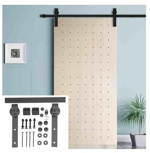Kit Porta Scorrevole For Fienile, Kit For Binario For Armadio, Kit For Porta Scorrevole For Uso Interno/esterno, Guida For Pavimento Regolabile, For Porta Singola Larga 61-198 Cm(157.5 Track (Single