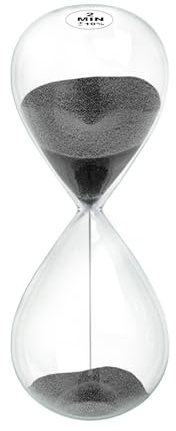 Hourglass Sand Timer 2 Minutes, High Black Sand Clock 1 Min, Hand Blown Sand Watch Two Minute, Large Hour Glass Sandglass, Reloj de Arena 2 minuto for Home Yoga Game Decor