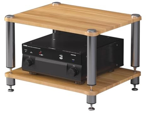 Easnuroz HIFI-Audio-Schrank 2/3/4-stöckiger HIFI-Plattenspieler-Ständer HiFi-Racks Und -Ständer Audio-Rack-Schrank AV-Regal TV-Tisch Für Verstärker/Turntable/Sky Box/Drucker(Wood color,60*48*38cm(2Tie