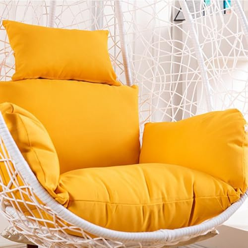 GYCF Coussin de Rechange pour Chaise à Panier Suspendu, Imperméable Coussin Chaise Oeuf, Coussin Balancelle, Imperméable Résistante au Soleil pour Coussin Jardin,Jaune