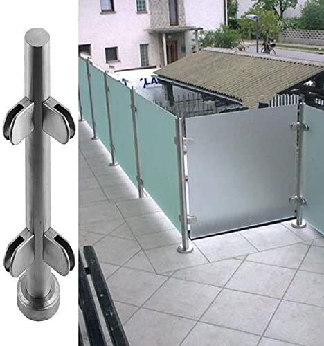 Système de balustrade en verre extérieur – Poteaux de main courante argentés pour balcon, jardin et terrasse – Hauteur réglable 85/90/95/105 cm – Balustrades décoratives et commerciales pour intérieur