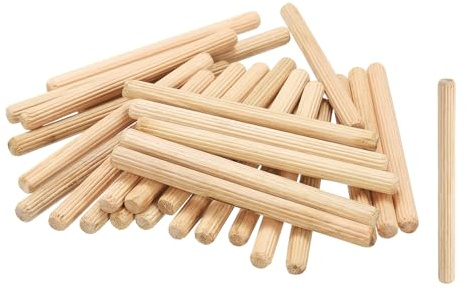 sourcing map Lot de 60 chevilles droites cannelées en bois 8 mm x 100 mm pour travaux manuels, meubles, bricolage