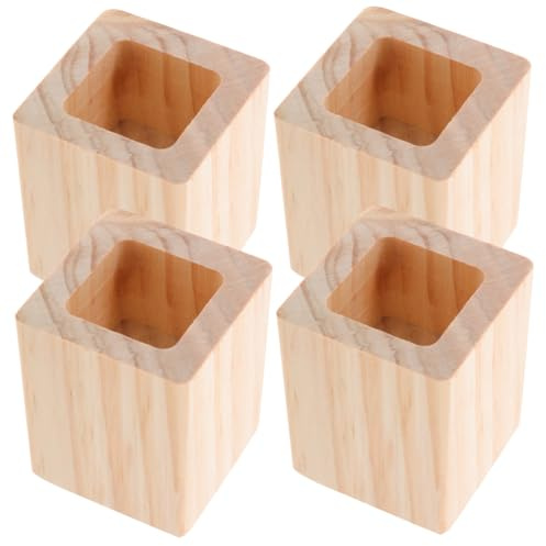 SHINEOFI 4pcs Wooden Furniture Risers Square Bed Risers Raise Desk Height Furniture Leg Extenders Heavy Duty Wood Bed Table Raising Blocks