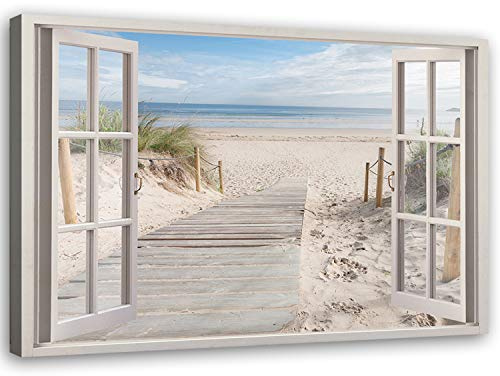 Feeby Leinwand Bilder - Fensterblick Natur- 100x70 cm- Deko Wohnzimmer - Wandbilder Schlafzimmer - Deko Aesthetic - Wand Deko - Leinwand Groß - Deko Zimmer - Leinwandbilder XXL