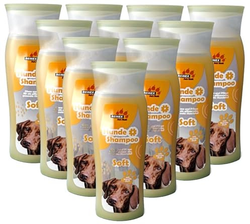 Hunde Shampoo Soft mit Kamille Duft, besonders mild, Glanz und Pflege für das Fell (10 Flaschen - 3000 ml)