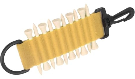 Sxhlseller 10 Tees Golf Tee Hållare med Krok Multifunktion Praktisk Bärbar Golf Carrier för Golfälskare Nylon Bamboooideae Material (Gul)