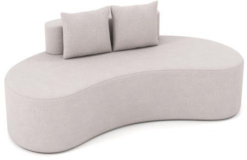 COSTWAY Soffa för 3-Sits, Böjd Bäddsoffa med Ryggstöd och 2 Kuddar, 199 cm Polyester och Skum, Belastning upp till 200 kg, för Vardagsrum och Sovrum, Grå