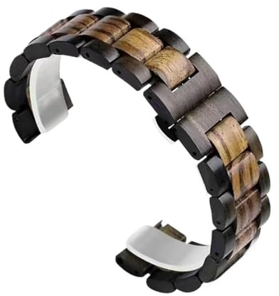 Träarmband 20 mm 21 mm 22 mm 23 mm universellt utbytesarmband for män och kvinnor med snabblås(E,20MM)