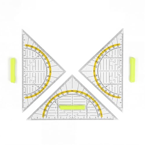 Lot De 3 équerre Géométrique, Triangles Géométriques Règle Rapporteur Transparentes, Avec échelle, étudiants, écoles, Bureaux Disponibles