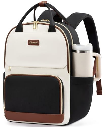 LOVEVOOK Laptop Backpack for Women with Secure Side Tumbler Holders, 15.6 inch Travel Work Rucksack for Ladies, Waterproof Large School Bag with Sturdy Handle, Chic Casual Daypack for College Teacher