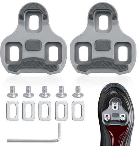 4.5° Cale pour Look Keo Pedale Velo Route Kit de Plaques 3 Trous Gris | Cales de Pédales pour 2Max Blade Carbon Classic3 Easy PowerTap,Bike Pedals Plaques pour Chaussures de Vélo Montagne