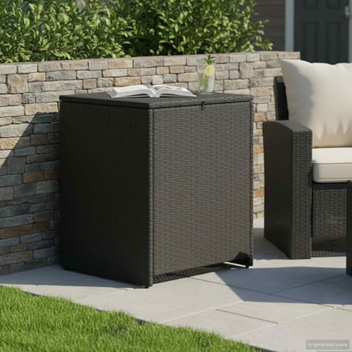 Ziaphsol Stahl Kissenbox 55 x 55 x 69 cm mit 4 verstellbaren Füßen Poly Rattan wetterfeste Deckbox für Balkon Terrasse Garten Aufbewahrung Tru h e stauraum