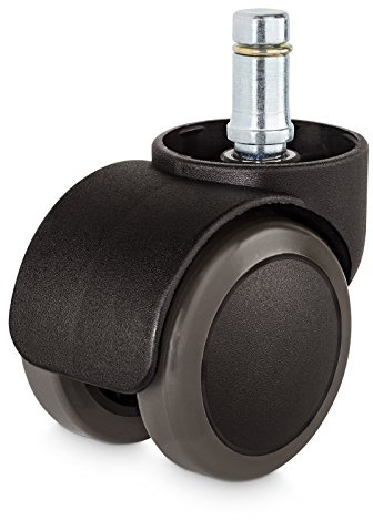 G+F Rotelle per Sedia Ufficio - 5 Count - Caster - Rigido - Gomma - Nero - 20 kg - Pavimento duro