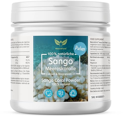 Sango Meereskoralle Pulver 250g - Natürliche Quelle für Kalzium & Magnesium, liefert Korallenkalzium