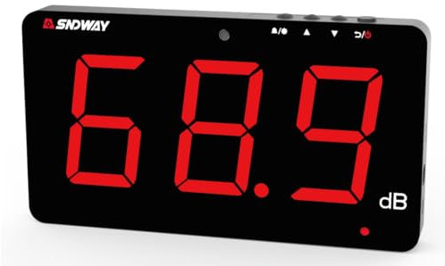 TestHelper SW-525A Testeur de niveau sonore 30-130 dB Grand écran LCD à suspendre au mur Mesure du bruit avec alarme (sonomètre)