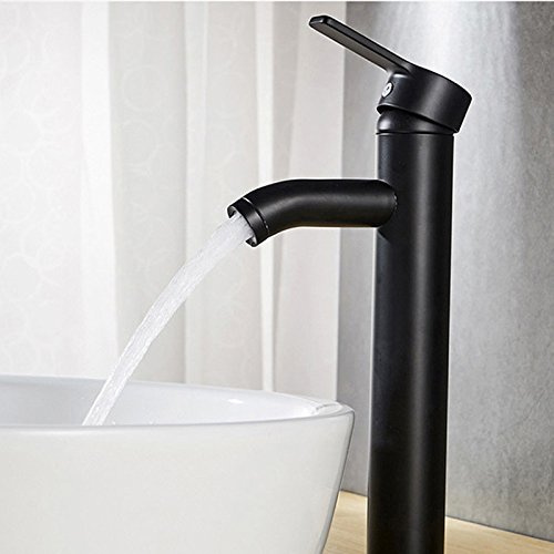 Robinet Noir Mat Cuivre Mitigeur Lavabo Salle de Bain Robinet Eau Chaud Froid Mate Bassin Robinetterie élégante et design rétro robinet de Levier Monotrou Vasque Durable