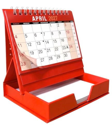 PaulStore 2027 Desktop Calendar Month-to-View | Compact Desk Organiser with Tear-Off Notepad | Monthly Flip Planner for Office, Home (Desktop Calendar & Memo Pad)