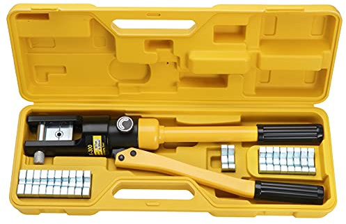 Faankiton 12 Tons Hydraulic Crimping Tool, Hydraulic Crimper Crimping Pliers, 8-300mm² Electric Battery Cable Lug Terminal Crimper Tool with 13 Dies