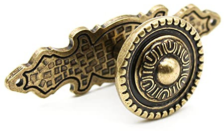 DOJA Barcelona | Pomelli Vintage | 4 Pezzi | Pomelli per Mobili Vintage Rotondi e Dorati | Ø25mm*30mm*86mm | Pomoli Rustici in Zinco Invecchiato | Manopole Retro Cassetti, Mobili Cucina, Armadio