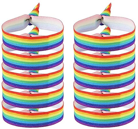 VICZON 10 Stück Gay Pride Armband, LGBT-Armband, Regenbogen armband, LGBTQ Partyeintritt Armbänder, Regenbogen, Mehrfarbig, Regenbogen-Flagge, Gay-Armband